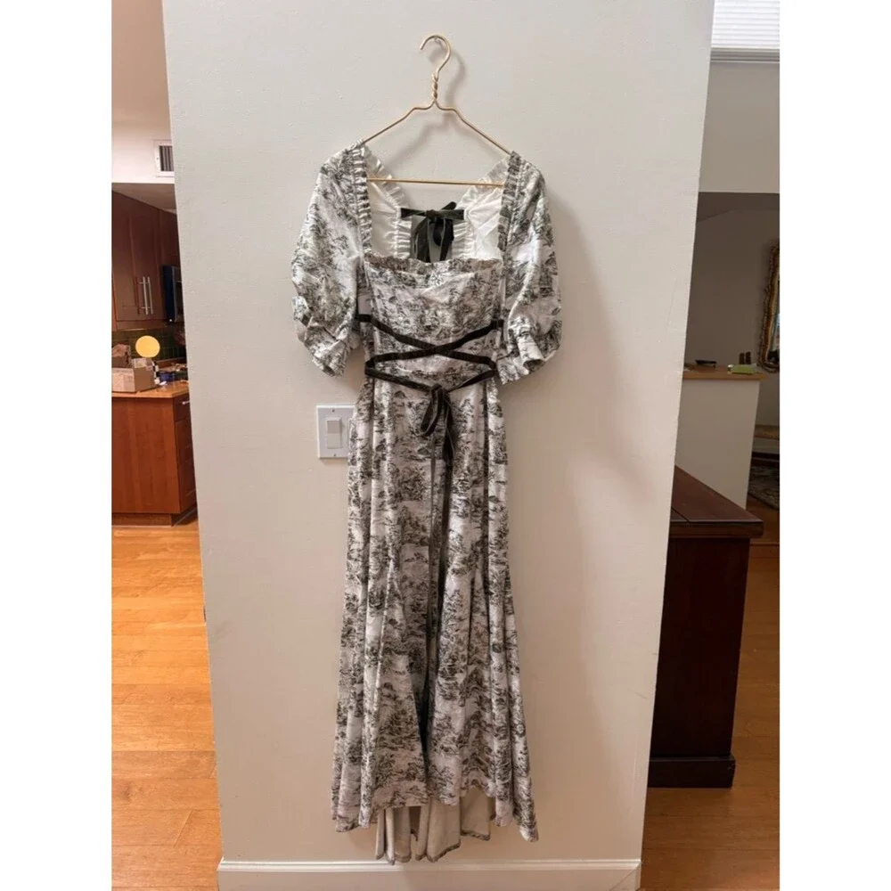 ✨ Antonio Melani x Nicola Bathie Hallie Jacquard Puff Sleeve Tea Length Dress ✨ - Picture 3 of 7
